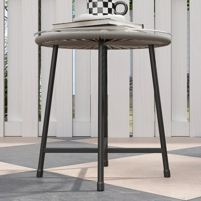 Outsunny 3-teiliges Outdoor-Möbelset, 1 Tisch, 2 Stühle, Rattan-Geflecht, Stahlrahmen, Kaffeetisch mit Glasplatte, Dunkelgrau