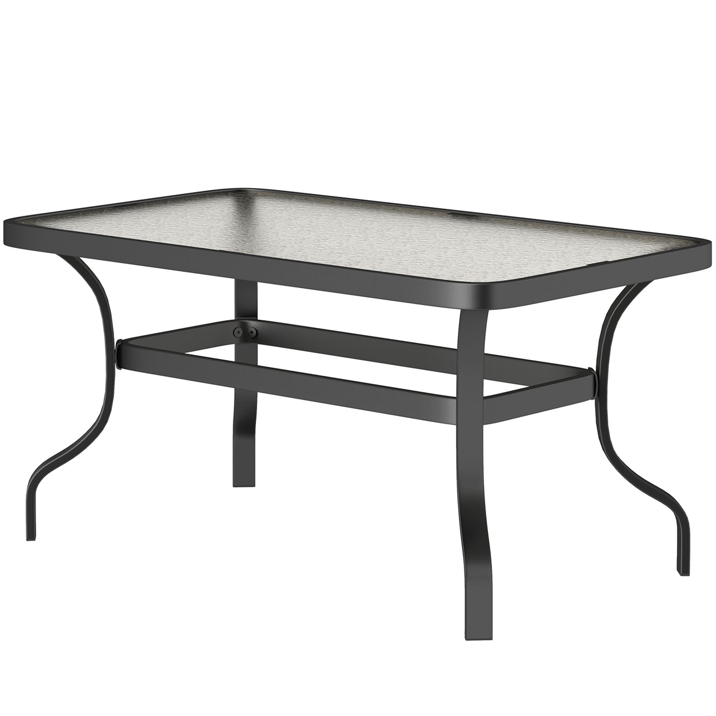 Outsunny Beistelltisch Hartglas Kaffeetisch Couchtisch mit Wellendesign, Abgerundete Ecke Balkontisch 95x55 cm Schwarz