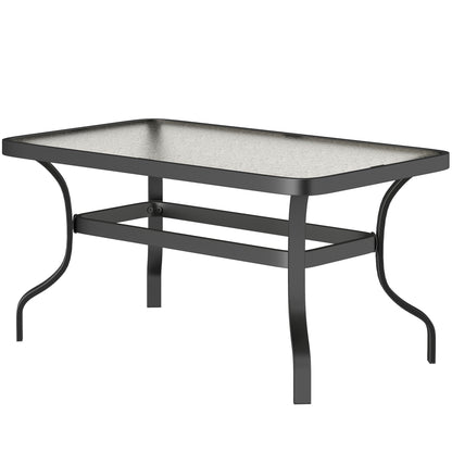Outsunny Beistelltisch Hartglas Kaffeetisch Couchtisch mit Wellendesign, Abgerundete Ecke Balkontisch 95x55 cm Schwarz