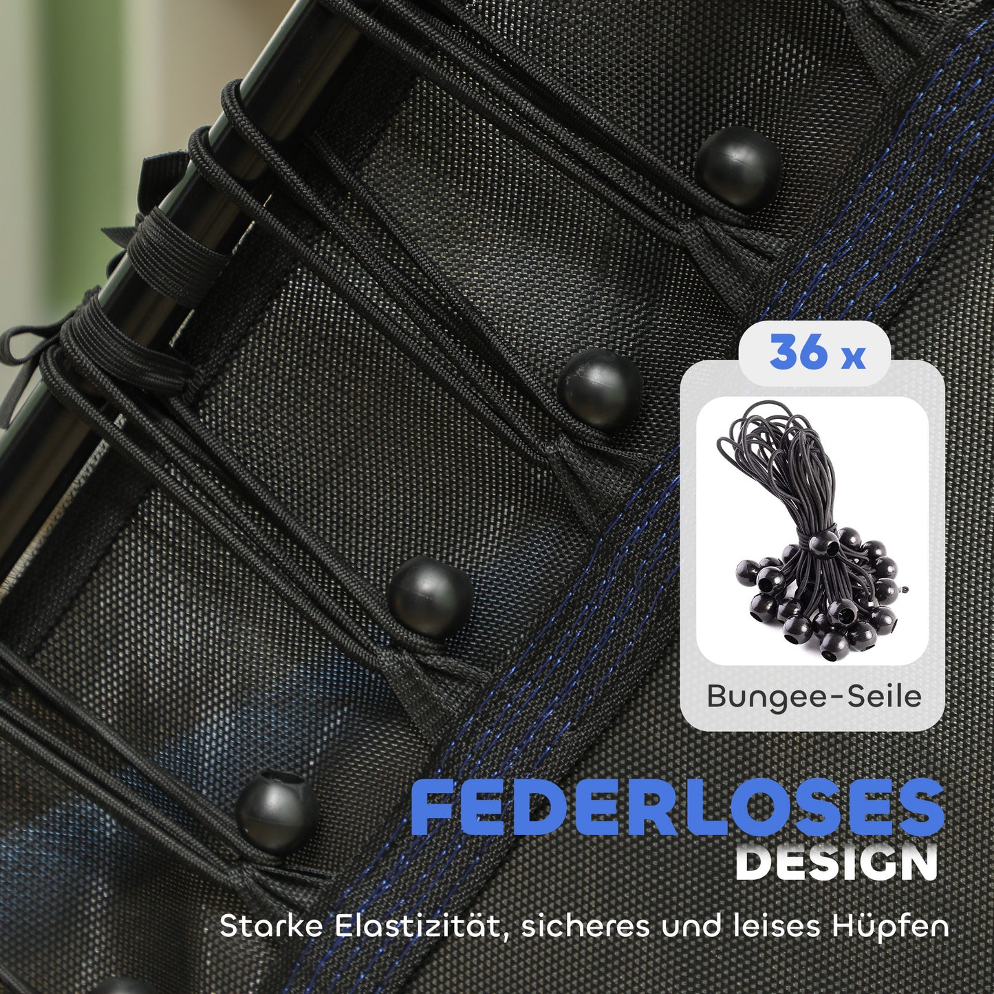 HOMCOM Trampolin für Kinder, Ø163,5 cm, mit Sicherheitsnetz, gepolstert, Stahl, belastbar bis 50 kg, Schwarz & Blau