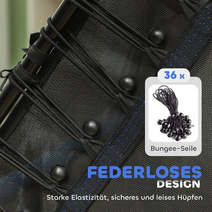 HOMCOM Trampolin für Kinder, Ø163,5 cm, mit Sicherheitsnetz, gepolstert, Stahl, belastbar bis 50 kg, Schwarz & Blau