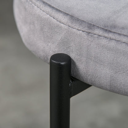 HOMCOM 4er-Set Esszimmerhocker Stapelbar Esszimmerstühle Küchenstuhl mit gepolstertem Sitz, Samtoptik Sitzhocker Samt für Küche Esszimmer Metall Grau 41,5 x 41,5 x 46 cm