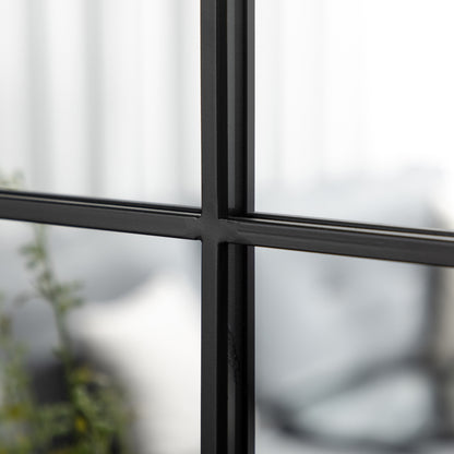 HOMCOM Wandspiegel, Fenster-Design, Flurspiegel, Metallrahmen, 70x50 cm, Schwarz