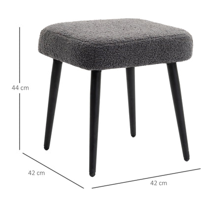 HOMCOM Hocker, Fußstütze, gepolsterter Sitz, Kaschmir-Optik, Stahlbeine, 42 x 42 x 44 cm, Dunkelgrau
