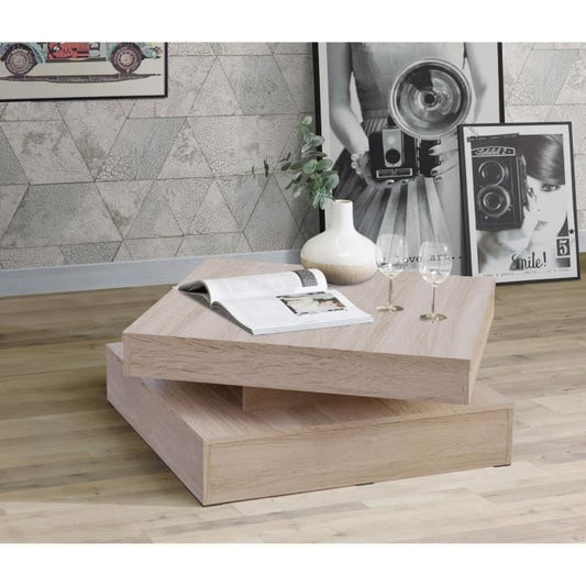 Coffee table with rotating top - Square - Oak - 78 x 78 x 36 cm - COFFEE
