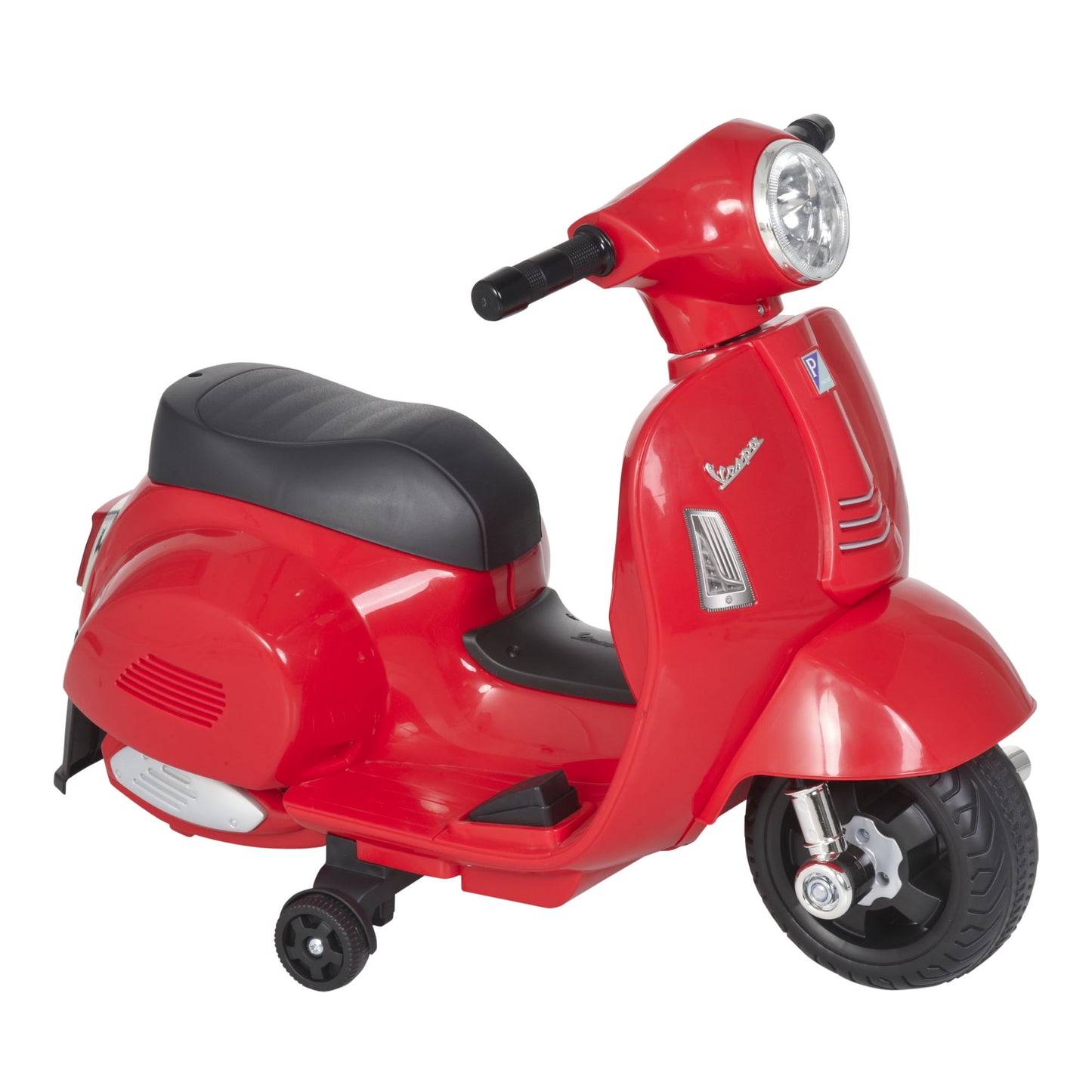 HOMCOM Elektro Kindermotorrad Vespa Elektromotorrad mit LED-Licht, Sound, Kinder Elektro Motorrad für Kinder von 18-36 Monate Rot