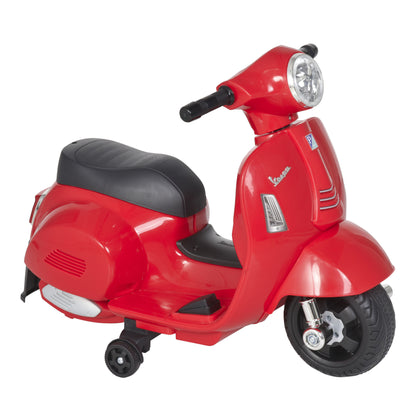 HOMCOM Elektro Kindermotorrad Vespa Elektromotorrad mit LED-Licht, Sound, Kinder Elektro Motorrad für Kinder von 18-36 Monate Rot