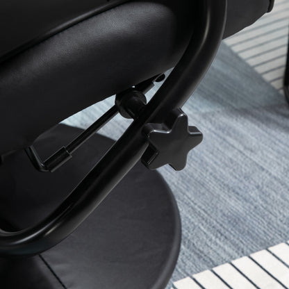 HOMCOM Massagesessel mit Hocker, Drehbares Relaxsessel mit Massagefunktion, Elektrisches Fernsehsessel mit Liegefunktion, Fernbedienung für Wohnzimmer, Kunstleder, Schwarz