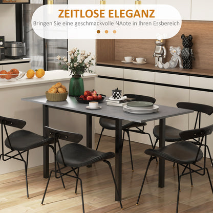 HOMCOM Esszimmertisch, Küchentisch, erweiterbar, für 6 Personen, 160x70, Dunkelgrau