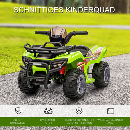 HOMCOM Kinder Quad Elektro 6V Kinderquad mit Vorwärtsfunktion, Musik, Elektro-Quad für Kinder 1,5-3 Jahre Grün