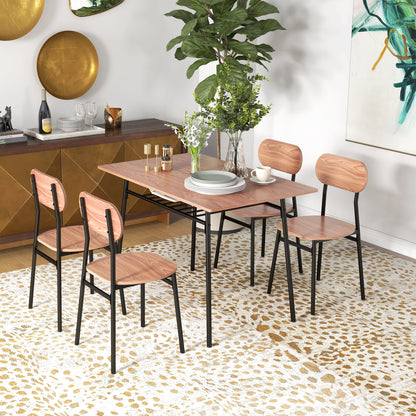 HOMCOM Essgruppe Tisch mit Stühlen Esszimmertisch, Industriedesign, 110 cm x 70 cm x 75 cm, Braun