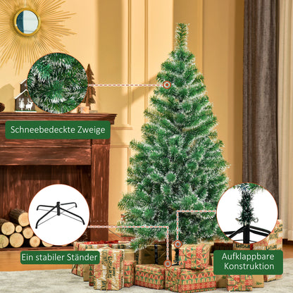 HOMCOM Künstlicher Weihnachtsbaum 1,5 m Christbaum Tannenbaum 416 Äste Metallfuß PET Grün