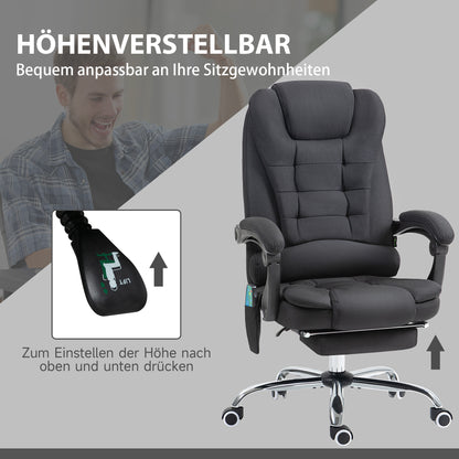 Vinsetto Bürostuhl med Massagefunktion, Ergonomischer Schreibtischstuhl med Liege- &amp; Wärmefunktion, höhenverstellbar, Schwarz