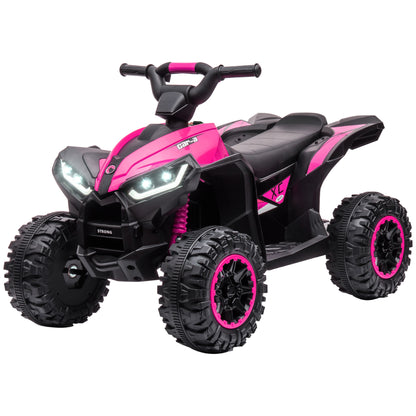 HOMCOM Elektro Kinderquad, 3-6 km/h, Licht/Musik, für 3-5 Jahre, bis 25kg, Rosa/Schwarz