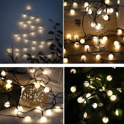 LUMI GARDEN Solar ball light string Billy Solar - White light - 60 balls - 700 cm
