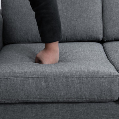 HOMCOM 3 Sitzer Sofa Dreisitzer Stoffsofa mit Kissen Armlehne Leinenoptik für Schlafzimmer 200 x 82 x 78 cm Dunkelgrau