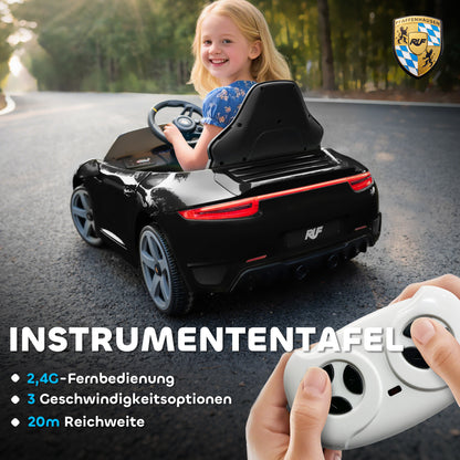 AIYAPLAY Elektrisches Aufsitzauto für Kinder, fernsteuerbar, Musik, Hupe, USB, Sicherheitsgurt, für 3-5 Jahre, Schwarz