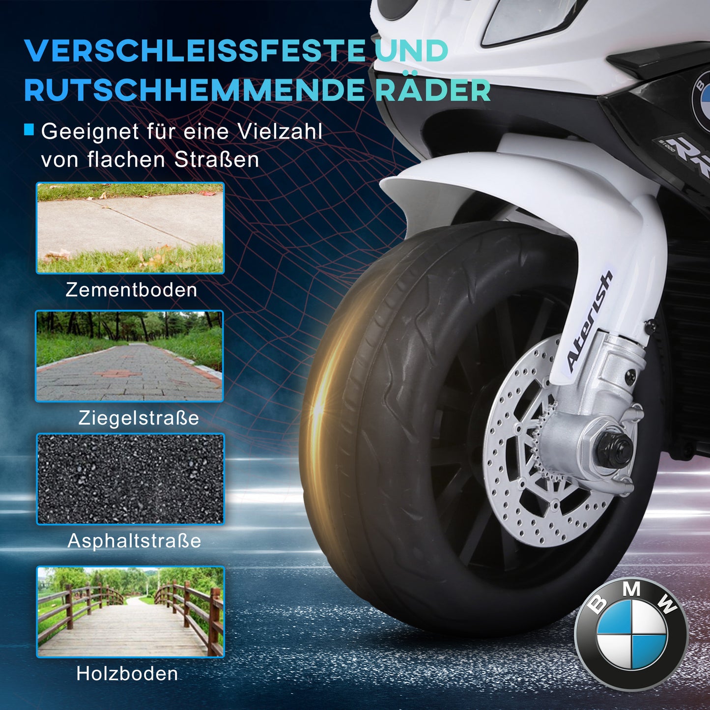 HOMCOM Elektro Kindermotorrad BMW S1000RR Elektromotorrad mit Musik, Scheinwerfer, Kinder Elektro Motorrad für Kinder von 18-36 Monaten Schwarz
