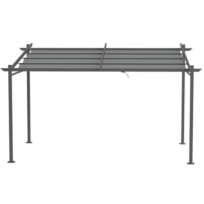 Outsunny Pergola, inklusive Befestigungsmaterial, ausziehbares Dach, 3,97 mx 2,95 mx 2,3 m, Dunkelgrau