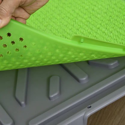 PawHut Hundetoilette mit Kunstrasen, Drainagelöcher, auslaufsicher, 67x41x3,5cm, Grün