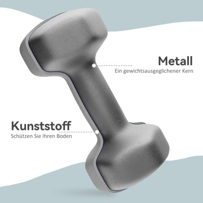 SPORTNOW 2 x 6 kg Kurzhantel-Set, sechseckiges Design, bodenfreundlich, rutschfest, Grau