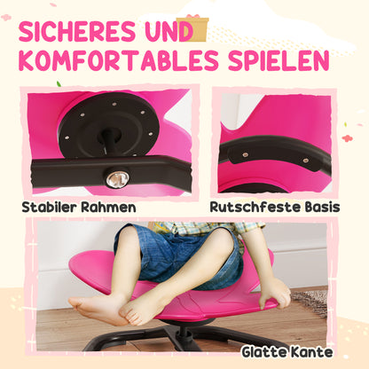 AIYAPLAY Sensorischer Drehstuhl für Kinder, Schmetterlings-Form, fördert Balance und Koordination, Kunststoff, Metall, Rosa