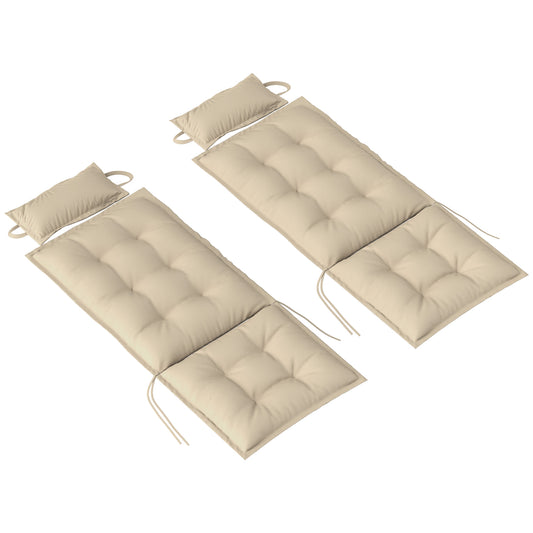 Outsunny 2er Set Auflage für Sonnenliege Wasserabweisend Liegenauflage für Gartenliege Polsterauflage 50x116x5 cm, Beige