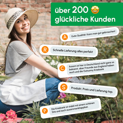 Outsunny Kniebank, Klappbarer Gartenhocker, 2-in-1, Kniehilfe, mit Werkzeugtasche, EVA-Schaumstoff, 58 x 28 x 49 cm