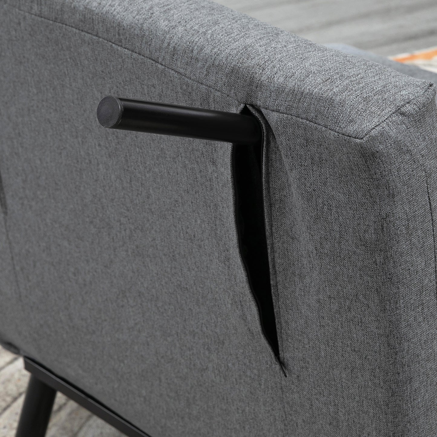 HOMCOM Klappsessel mit Bettfunktion, klappbarer Relaxsessel in Leinenoptik, Verstellbare Rückenlehne, 75 x 70 x 75 cm, Dunkelgrau