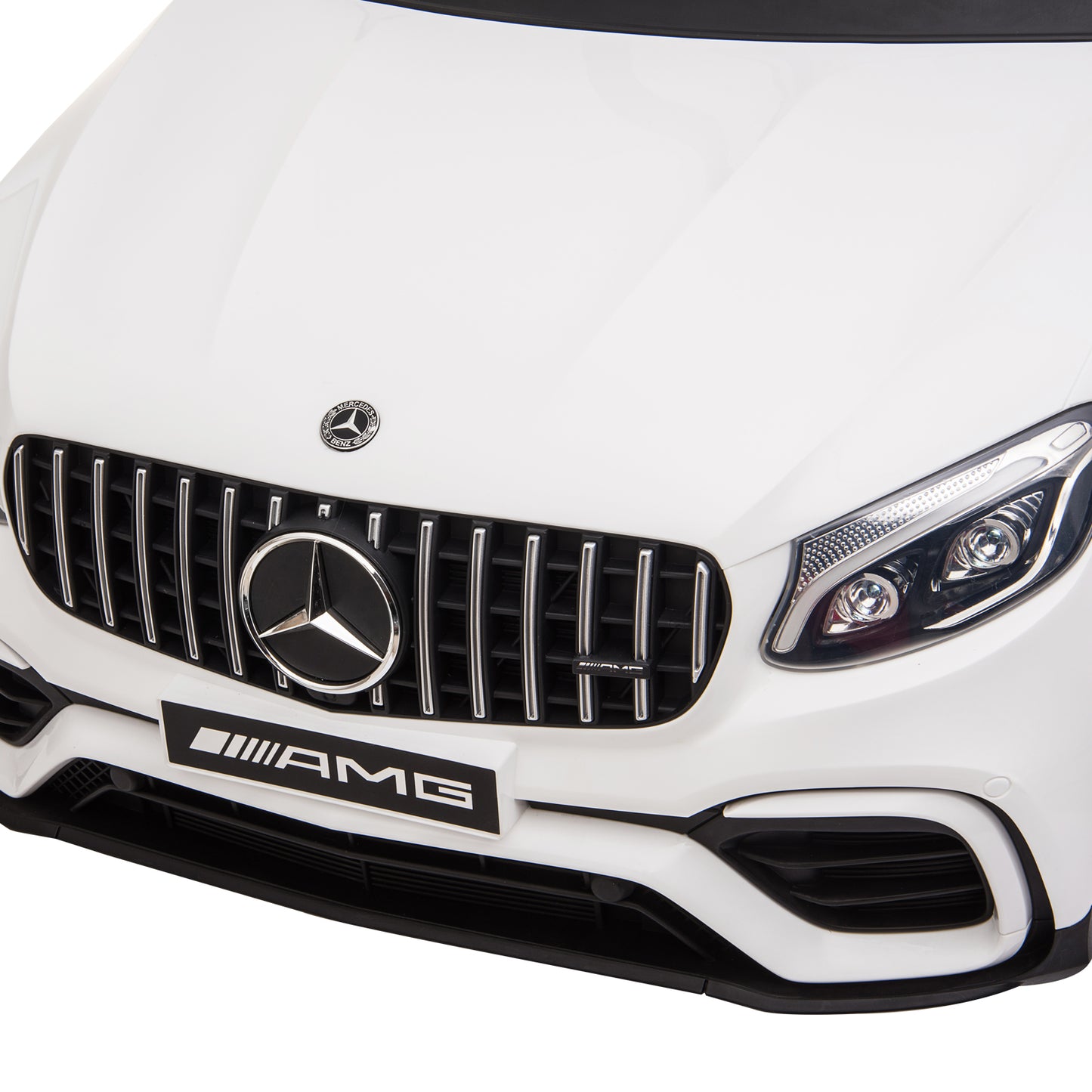 HOMCOM Kinderfahrzeug 12V Mercedes-Benz AMG GLC63S COUPE lizenzierter Elektroauto mit Fernbedienung Sicherheitsgurt 2 x 35W Motoren MP337-60 Monate Weiß 115 x 70 x 55 cm