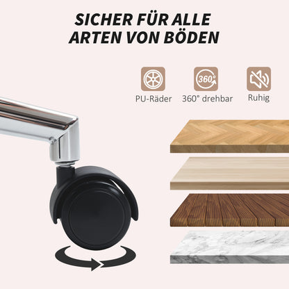 HOMCOM Bürostuhl, Schreibtisch-Polsterstuhl, Kippfunktion, drehbar, rollbar, Cremeweiß