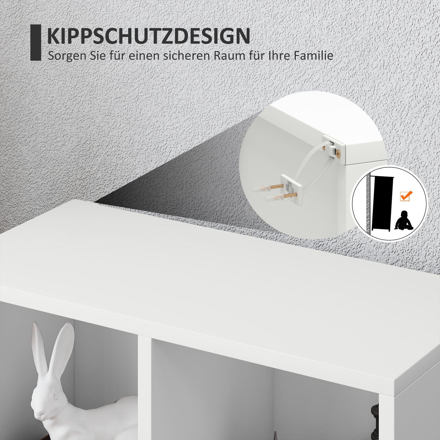 HOMCOM 2-Ebenen-Bücherregal, 5 Fächer, Spanplatte, Aufbewahrungsregal, Weiß