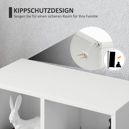 HOMCOM 2-Ebenen-Bücherregal, 5 Fächer, Spanplatte, Aufbewahrungsregal, Weiß