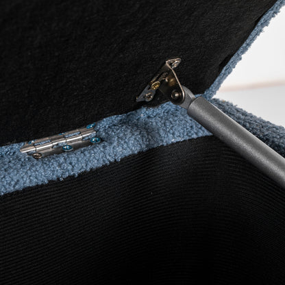 HOMCOM Polsterbank mit Stauraum, Sitztruhe, Kaschmiroptik, bis 120 kg, Naturholzrahmen, 95 x 38 x 45 cm, Blau