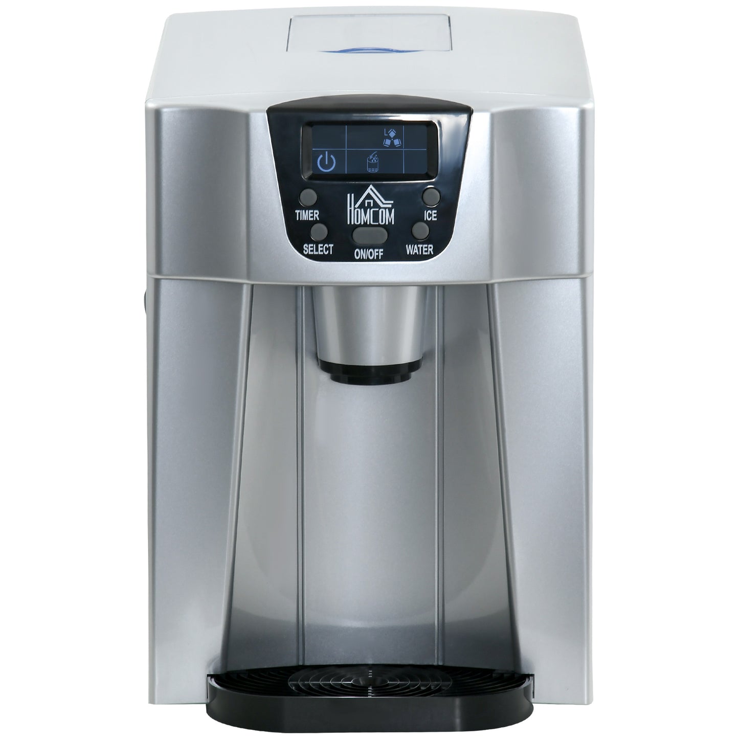 HOMCOM Eiswürfelmaschine Eiswürfelbereiter Ice-Maker, Timer-Funktion, 1,2 L Wassertank, Silber