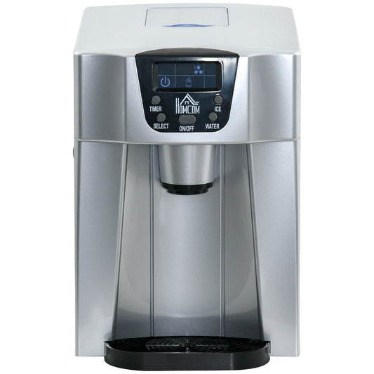 HOMCOM Eiswürfelmaschine Eiswürfelbereiter Ice-Maker, Timer-Funktion, 1,2 L Wassertank, Silber