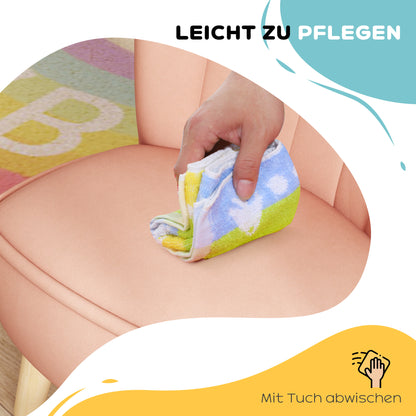 AIYAPLAY Kindersessel, Samtoptik, für 3-7 Jahre, bis 45 kg, Holzgestell, 44x45x56,5cm, Pink