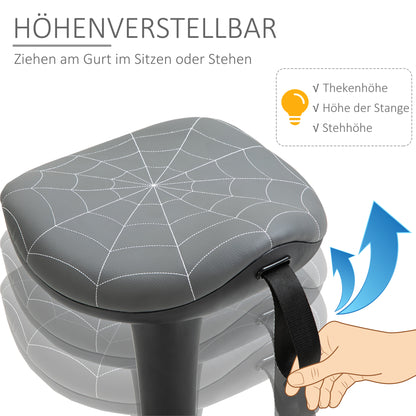 Vinsetto Bürohocker mit Schwenkfunktion, ergonomischer Hocker, höhenverstellbar 65,5-83,5 cm 120° neigbar Grau