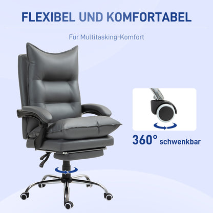Vinsetto Ergonomischer Bürostuhl, verstellbare Sitzhöhe, neigbare Rückenlehne, Kunstleder, Dunkelgrau