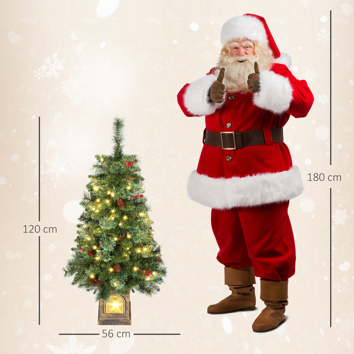 HOMCOM Künstlicher Weihnachtsbaum 120 cm Tannenbaum künstlich mit 100 LED Beleuchtung, 8 Modi, 214 Spitzen