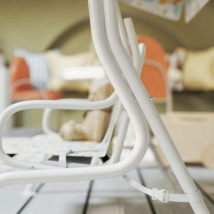 AIYAPLAY Hollywoodschaukel für Kinder, Stahlrahmen, 2-Sitzer, 60 kg belastbar, Weiß