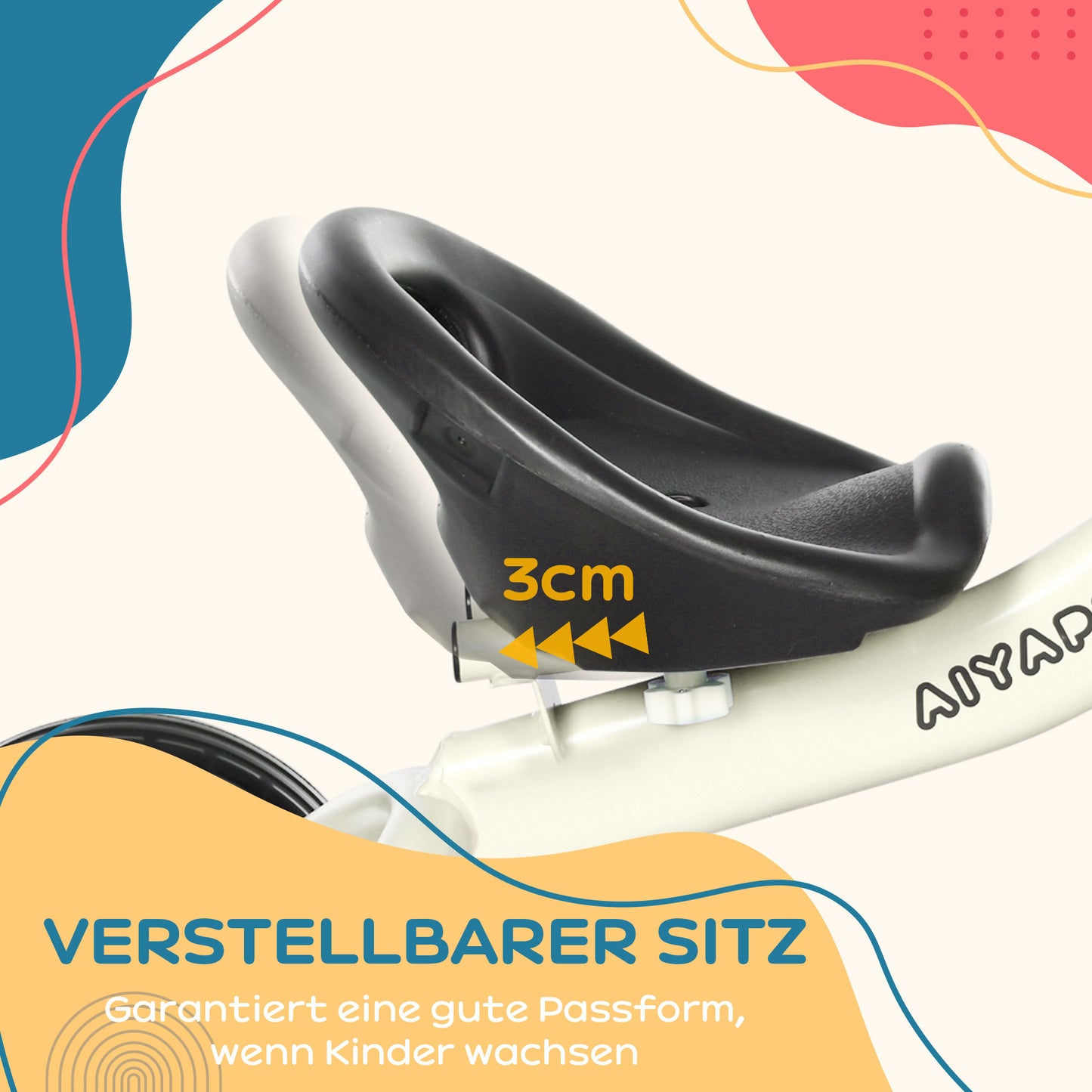 AIYAPLAY Dreirad für Kinder 2-5 Jahre, höhenverstellbarer Sitz, Klingel, Fahrradkorb, Metallrahmen, Weiß