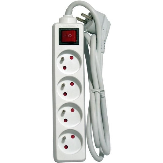 Block with 1.5m cord and switch - CHACON - 4 x 16 A - White - E