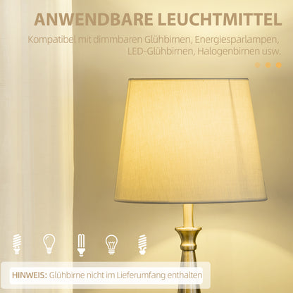 HOMCOM 3-teiliges Lampenset im Vintage-Design, 2 Tischleuchten, 1 Stehleuchte, 35,5 cm x 35,5 cm x 146 cm, Silber + Weiß