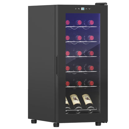 HOMCOM Weinkühlschrank, leise, 5-18°C, Touchscreen, Beleuchtung, 34,5x45x78cm, Schwarz