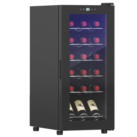 HOMCOM Weinkühlschrank, leise, 5-18°C, Touchscreen, Beleuchtung, 34,5x45x78cm, Schwarz
