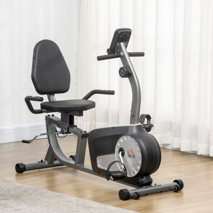 HOMCOM Radtrainer mit 8-stufigem Widerstand 122-137 x 62 x 103cm Stahl Grau+Schwarz+Silber
