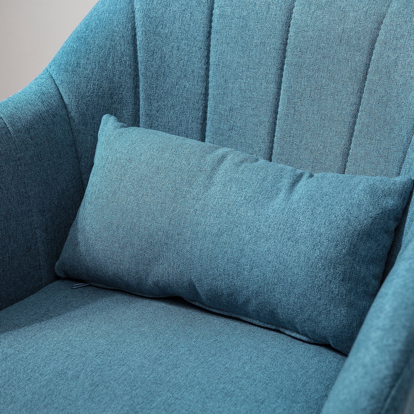 HOMCOM Drehstuhl, leinenartiges Polyester, Metall, 60 x 60 x 79-91 cm, Blau