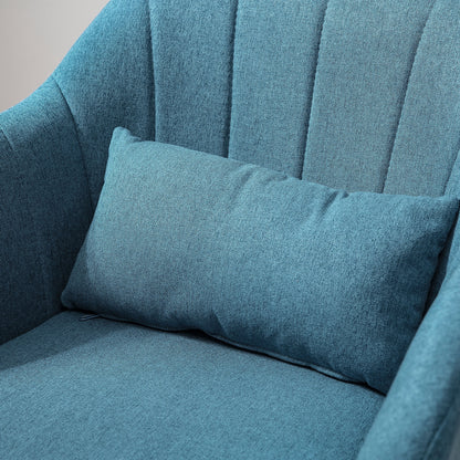 HOMCOM Drehstuhl, leinenartiges Polyester, Metall, 60 x 60 x 79-91 cm, Blau