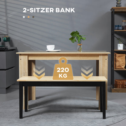 HOMCOM Moderne Sitzbank für 2 Personen, Holzbank, Massivholz, lackiert, Natur+ Schwarz